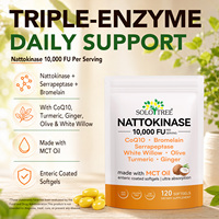 Complément de Nattokinase Sans OGM Marque Blanche SOLOTREE 10000 FU, Capsules Molles d'Extrait de Natto avec Huile MCT, Curcuma, Gingembre et CoQ10