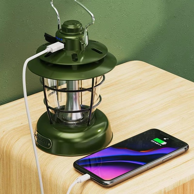 Type-c Retro Portable Rechargeable Camping Lantern 4000mah Dimmable Outdoor Waterproof Camp Lights 2 Lighting Modes Tent Light