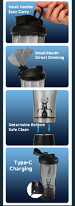 Bouteille de shaker à protéines électrique Tasse de mixage rechargeable par USB pour shakes et substituts de repas Bouteille d'eau Tritan Shaker sans BPA - Product Image 3