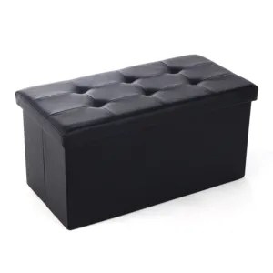 Modern Home Furniture Stool Bench Long Box With Buttons And Leather Safe Folding Ottoman With Storage