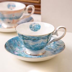 Monet ninfee impressione Sunrise europeo osso di porcellana caffè classico dipinto ad <span class=keywords><strong>olio</strong></span> Vintage pomeriggio tazza da tè e piattino Set - Product Image 1