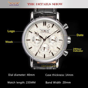 JARAGAR montre blanche à mécanisme pour garçons de marque propre authentique bracelet en cuir véritable calendrier <span class=keywords><strong>24</strong></span> <span class=keywords><strong>heures</strong></span> 3 cadrans design de montre décontracté - Product Image 2