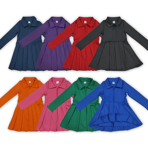 Vestido de yoga de manga larga con cremallera hasta la rodilla para niñas, listo para enviar, vestido para hermanas. - Product Image 1