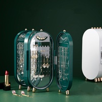 Organisateur de bijoux MKW6095 avec miroir, boîte de rangement pliable pour boucles d'oreilles, présentoir à colliers en plastique avec logo personnalisé