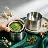 Boîte cylindrique mate en acier inoxydable pour matcha, thé en poudre, sucre, emballage alimentaire, poudre sèche, vente en gros
