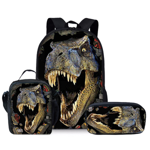 Dinosauro fresco tre pezzi <span class=keywords><strong>zaini</strong></span> per ragazzo/ragazze migliori regali 3D Cartoon zainetto per bambini alla moda impermeabile - Product Image 1