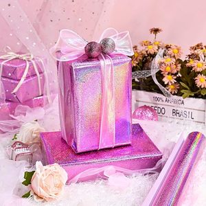 Wholesale Custom Original Pink Laser Metallic Holographic Iridescent Point Gift <b>Wrapping</b> <b>Paper</b> for Birthday Gift Packaging - Product Image 1