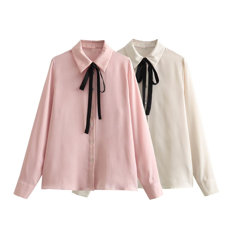 Buy Satin Bow Blouse Soft Touch & Wrinkle-Free | Alibaba.com
