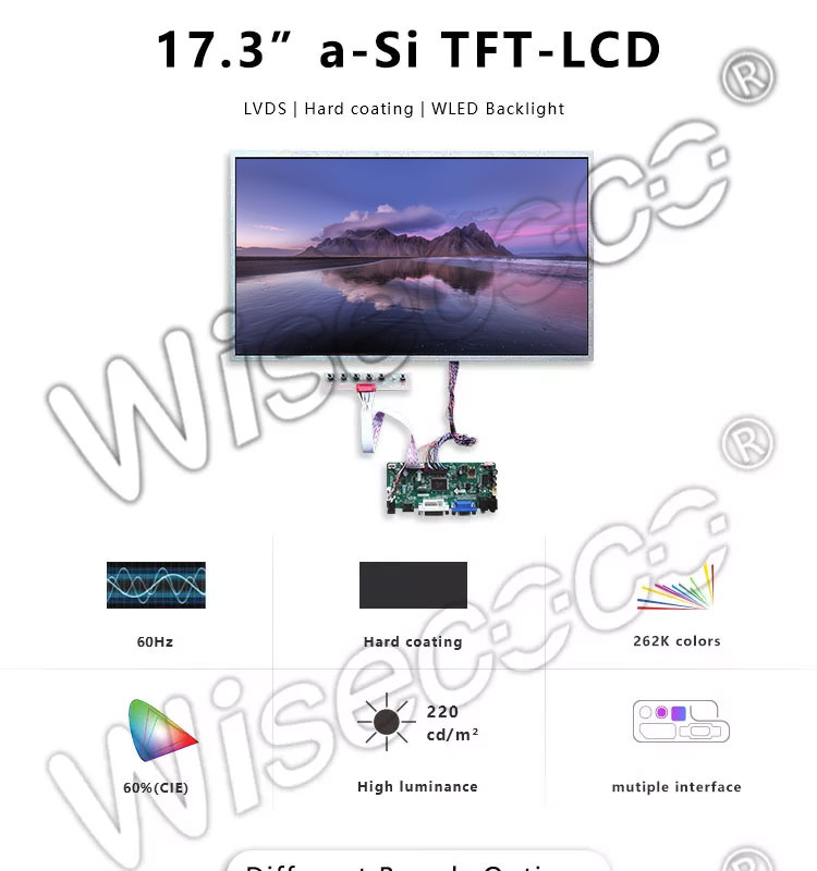 17.3 Inch Antiglare Industrial Lvds 40 Pin 1600*900 TFT LCD
