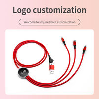 Kabel Data Pengisian Cepat 5-in-1 dengan Logo LED Kustom, Charger USB C 2.0A untuk Semua Ponsel Termasuk Printer Desain Logo Bercahaya