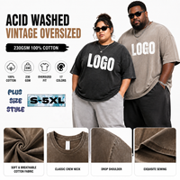 T-shirt surdimensionné en coton 100% 230GSM, lavé à l'acide, taille S à 5XL, style vintage streetwear décontracté, logo personnalisé OEM ODM