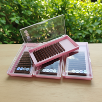 Extensions de cils individuels en soie marron, volume mat, base souple, naturelles, douces, haute qualité, matériaux PBT/coréens, longueurs mixtes