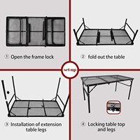 Table de camping portable moderne en aluminium avec design pliable triple, facile à transporter pour la cuisine en plein air, les pique-niques, les meubles d'extérieur