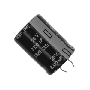 ตัวเก็บประจุแบบมีรูสำหรับผ่านช่องเก็บ ECE-S1EG332E สารส้ม3300 uF 20% 25V Snap th 3300 uF - Product Image 1