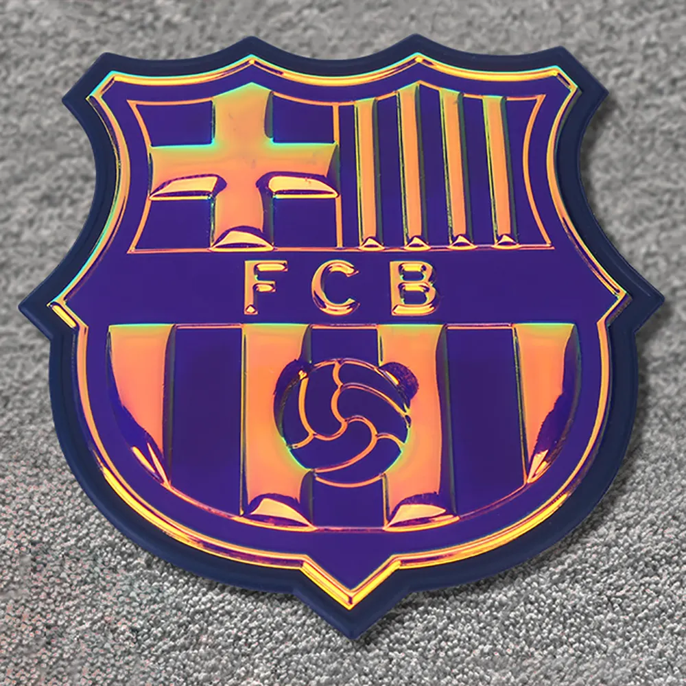 Custom Jersey Tpu Badge 3d Flexstyle Soccer Patch Logo Metallic Embossed Flex Metflex Labels Silicone Tpu Heat Transfer Patch