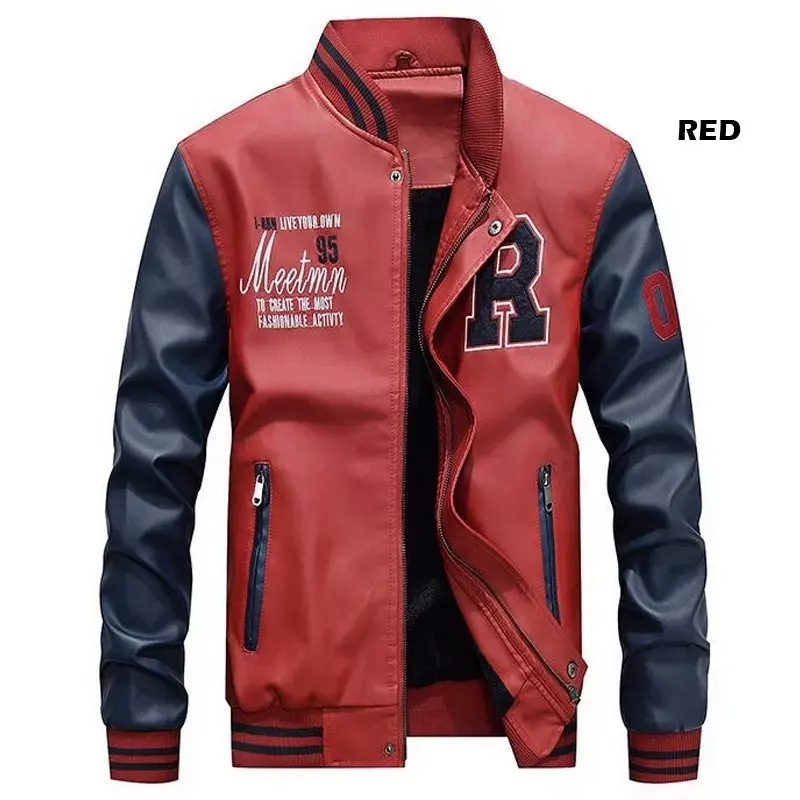 Best Quality Embroidered Leather Pu Coats Slim Fit College Fleece Baseball Letterman Preppy Jacket Men Baseball Jacket