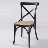 Nouvelle Chaise de Restaurant Moderne Style Ferme, Cadre en Bois Massif, Assise en Cuir et Rotin, Chaise de Salle à Manger avec Dossier Indonésien