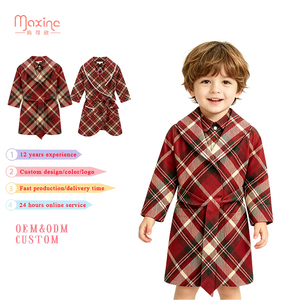 Vêtements pour garçons, <span class=keywords><strong>pyjama</strong></span> à carreaux de Noël imprimé, robe pour enfants, literie de couleur unie, vêtements pour garçons à manches longues - Product Image 1