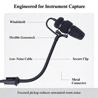 Microphone à condensateur filaire cardioïde XLR à pince col de cygne avec suppression du bruit pour instruments, voix et enregistrement scénique