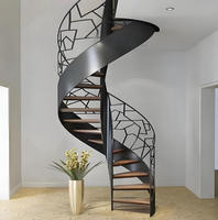 Escalier en colimaçon au design moderne en promotion pour appartements, villas et maisons - Escalier circulaire intérieur en acier et bois pour grenier