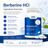 Approvisionnement direct usine, vente en gros, marque privée OEM, supplément en capsules de Berbérine HCL pour soutenir la fonction cellulaire et la fonction métabolique