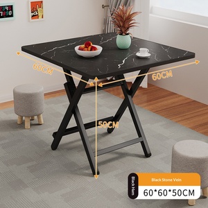 Tavolo da Pranzo Pieghevole Quadrato Semplice e Portatile Runwood, Arredamento Moderno in Acciaio Inox e <span class=keywords><strong>Legno</strong></span> per Casa e Ufficio - Product Image 6