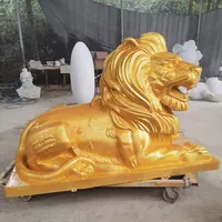 Yaşam boyutu gerçekçi fiberglas vahşi hayvan heykel reçine aslan heykeli fiberglas aslan heykeli heykel