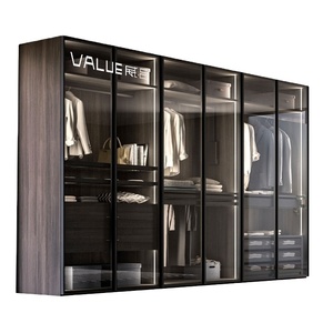 Portes de placard battantes en verre trempé et aluminium fini, étanches, personnalisées pour hôtels modernes, par le fabricant VALUE Brand, garantie 1 an - Product Image 3