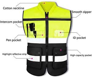 Gilet réfléchissant de sécurité en maille haute visibilité avec poches et fermeture éclair conforme aux normes ANSI/<span class=keywords><strong>ISEA</strong></span> Work Cycling Surveyor Volunteer Cr - Product Image 3