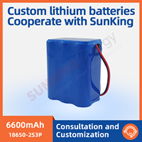 Литиевая батарея 7.4V 6600mAh 2S3P NMC 18650, 48.84Wh, широкий температурный диапазон -10~60°C ℃   Для портативных устройств: аварийное питание