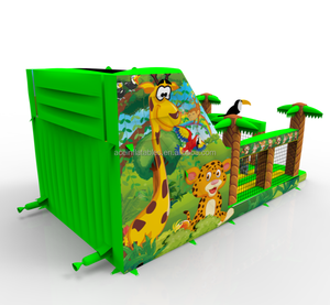 Château gonflable commercial, <span class=keywords><strong>jeu</strong></span> <span class=keywords><strong>de</strong></span> course amusant, course d'obstacles avec toboggan, combo <span class=keywords><strong>jungle</strong></span>, thème animal, terrain <span class=keywords><strong>de</strong></span> <span class=keywords><strong>jeu</strong></span> gonflable - Product Image 5