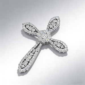 CUSTOM SILVER 10K/14K/18K GOLD PLATED LAB GROWN CVD DIAMOND CLASSIC ENGAGEMENT GIFT SWEATER <b>CHAIN</b> NECKLACE <b>CROSS</b> PENDANT - Product Image 4