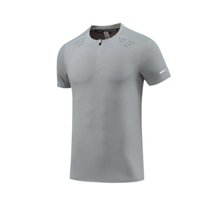 T-shirt sport en maille respirant à séchage rapide, à col rond, uni, en polyester, fin, pour homme, pour l'été - Product Image 5