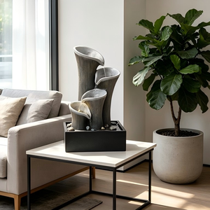 <span class=keywords><strong>Fontaine</strong></span> d'eau en résine à quatre niveaux en forme <span class=keywords><strong>de</strong></span> <span class=keywords><strong>lys</strong></span> calla avec lumière LED pour <span class=keywords><strong>la</strong></span> décoration intérieure et extérieure - Product Image 6