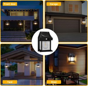 Luz solar de jardín con detección de movimiento IP65 resistente al agua, montaje en pared LED ahorrador de energía para uso en exteriores, Solar activado popular - Product Image 6