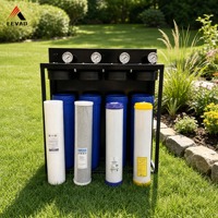 Système de filtration d'eau à boîtier complet noir et blanc avec filtre composite KDF 55 et carbone de 20" x 4,5" 5 microns - Réduction des métaux lourds