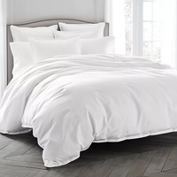 Ensemble de literie d'hôtel de luxe 5 étoiles 100% coton T250 Logo personnalisé draps plats blancs taie d'oreiller housse de couette Logo personnalisé 4 pièces solide