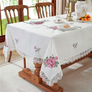 Moderna semplicità tovaglia rettangolare ricamata floreale in pizzo poliestere Design a punto croce per feste in casa - Product Image 2