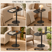 Table basse moderne en fer réglable avec plateau asymétrique