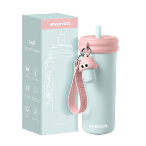 Everich 580ml BPA bicchiere 18/8 in acciaio inossidabile vendita calda tazza da caffè Flora tazza da tè con divisorio per tè e coperchio in paglia - Product Image 1