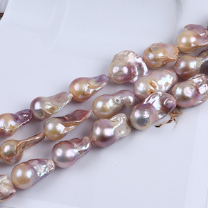 Chaîne de perles d'eau douce naturelles d'aquaculture Zhuji 15-18 mm, perles blanches de grande taille, perles Roc, collier et bracelet DIY - Product Image 1