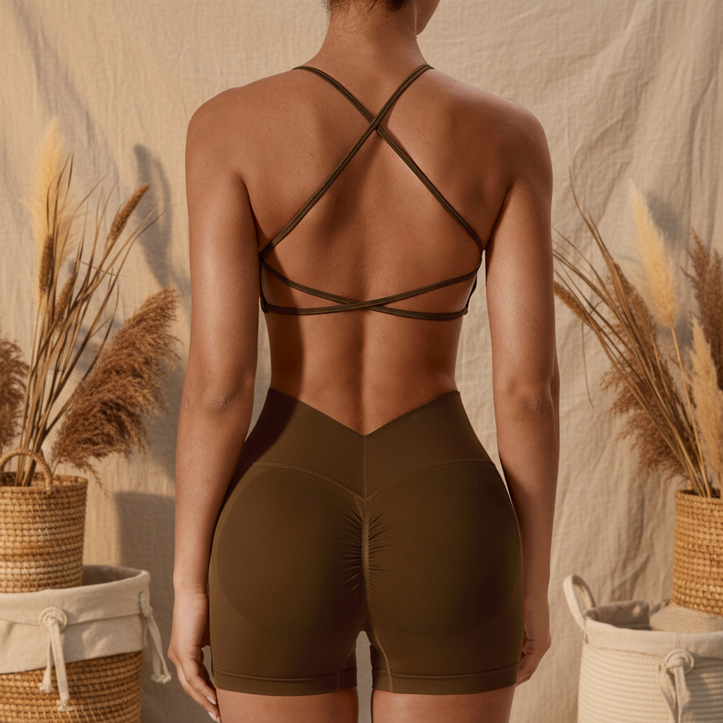 HUACHEN Plus Size Seamless Yoga Bra Crisscross Straps Quick-Drying Four-Way Stretch Medium Support for Sports Fitness Front