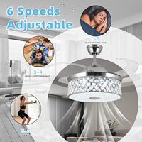 Ventilateur de plafond moderne en acrylique de 42 pouces avec lumière, couleur RGB, haut-parleur Bluetooth, application intelligente, moteur DC pour restaurant, hôtel, ODM