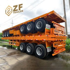 ราคาโรงงาน OEM/ODM รถบรรทุกพ่วงพื้นเรียบ 5 เพลา ขนาด 20 ฟุต 40 ฟุต สำหรับขนส่งตู้คอนเทนเนอร์ 60 ตัน รถพ่วงเหล็ก ZF-Trailer - Product Image 2