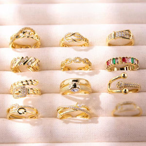 Minimalist Stacking <strong>Ring</strong> European American Style 18K Gold Plated <strong>Adjustable</strong> Non Tarnish Copper <strong>Ring</strong> - Product Image 1