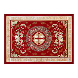 Dornier Auspicious Clouds And Rainbows - Paillasson rectangulaire rouge antidérapant en fibre de polyester, tapis d'entrée pour la maison, motif médaillon - Product Image 2