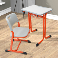 Ensemble de bureau et chaise scolaire moderne personnalisable, cadre orange, pour les écoles primaires, le bureau à domicile, la chambre à coucher, construction en acier