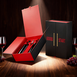 Boîtes cadeaux en carton personnalisées de luxe, rouge mat, pour <span class=keywords><strong>vin</strong></span>, whisky, vodka, bouteille en verre simple, double ouverture magnétique, champagne - Product Image 4
