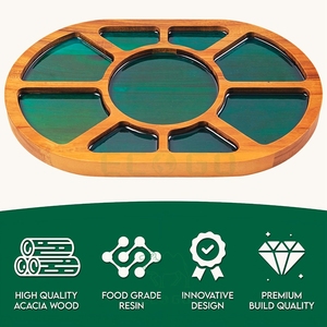 Tableros de charcutería, bloque de cortar queso, bandeja para servir de madera de acacia 2 en 1 con plato Ideal de resina, regalo para San Valentín y Navidad - Product Image 6