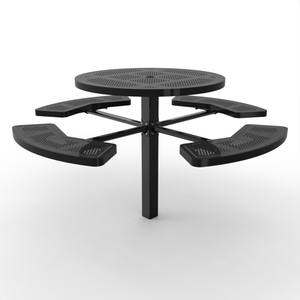 Set Tavolo e Sedie Rotondo in Metallo OEM da 46 Pollici per Giardino/Campeggio, Tavolo da Pranzo con Montaggio a <span class=keywords><strong>Terra</strong></span> in Metallo Espanso - Product Image 1